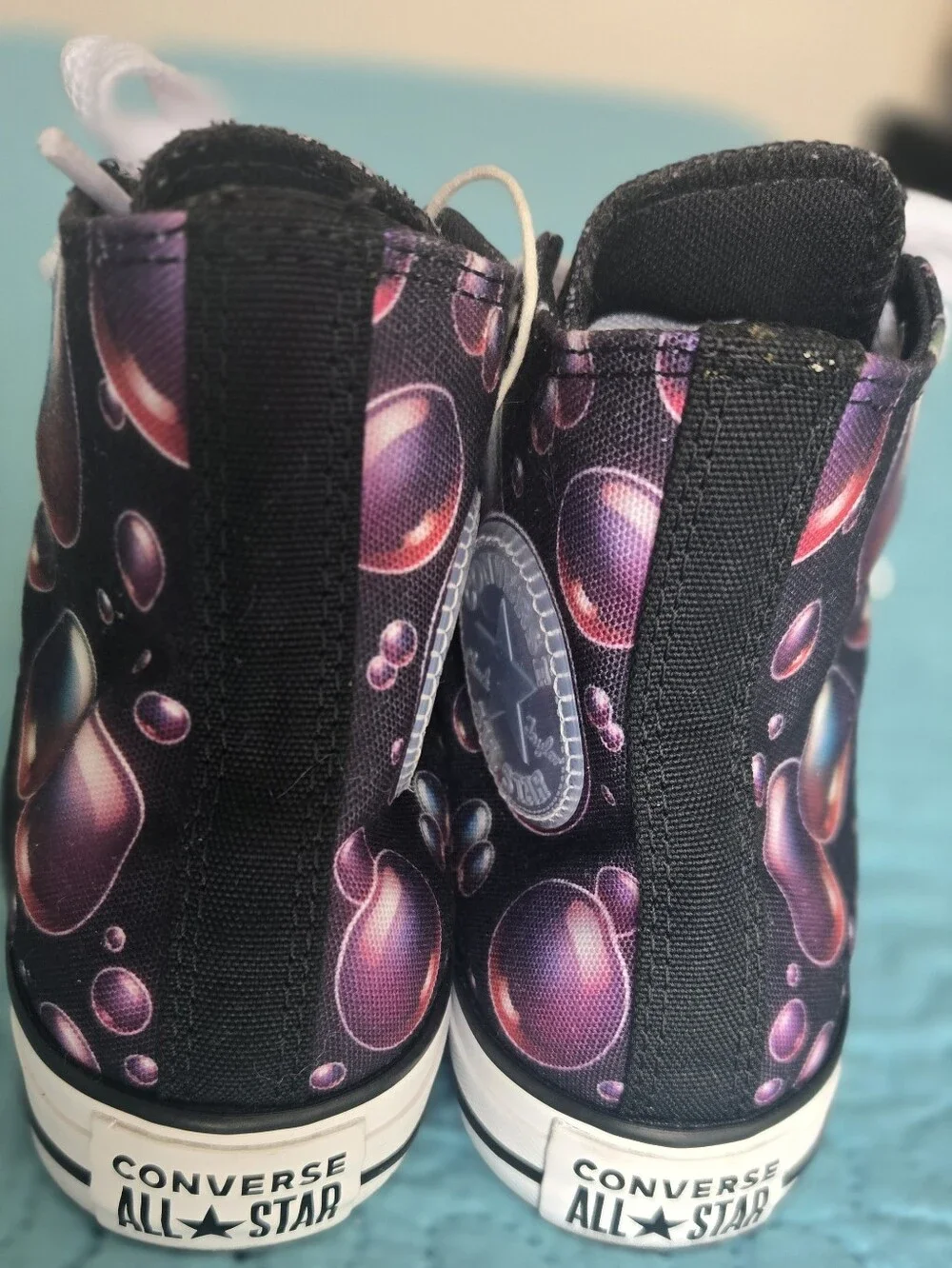 Converse Kids High-Top Sneakers in Black with Multicolor Bubble Print